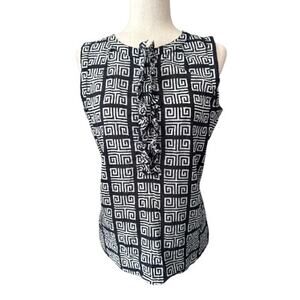 Tory Burch Sleeveless Greek Key Print Cotton Top 6